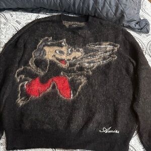 AMIRI Black Sweater with Red and Gray Graphic